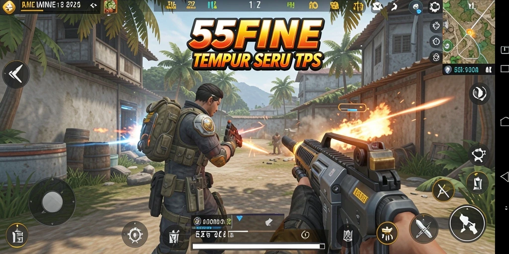 Screenshot 55FIVE yang menampilkan aksi TPS yang mendebarkan.