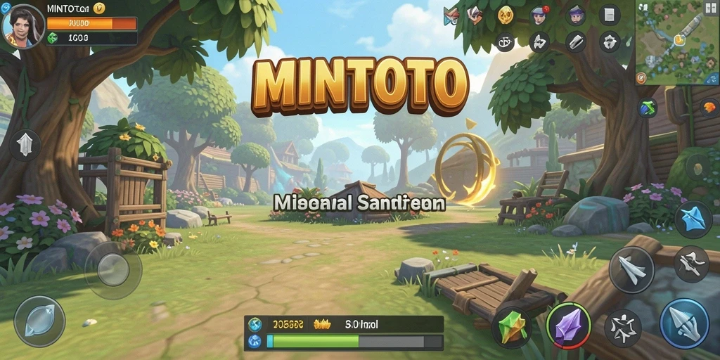 Tampilan gameplay MINTOTO yang cerah dan penuh warna.