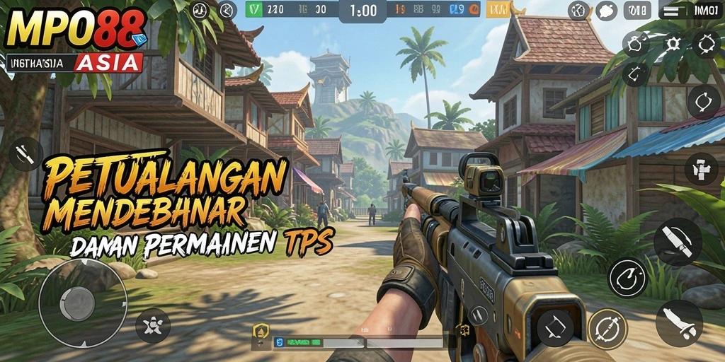 Tampilan aksi seru dalam gameplay MPO88ASIA dengan karakter dan senjata.