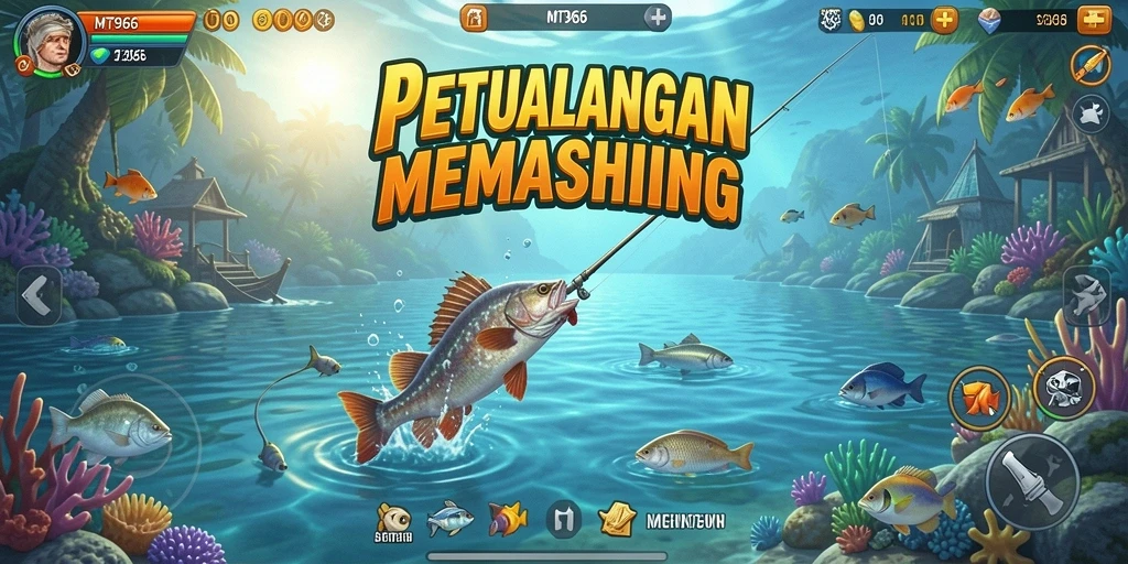 Gameplay MT966 yang menarik dengan berbagai lokasi memancing.