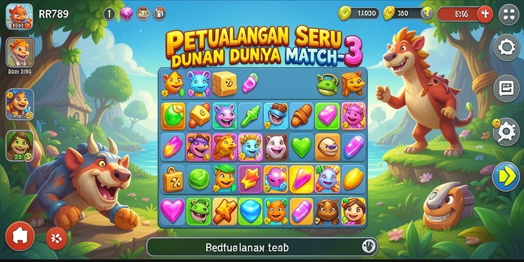 Tampilan menarik dari gameplay seru Match-3 di RR789.
