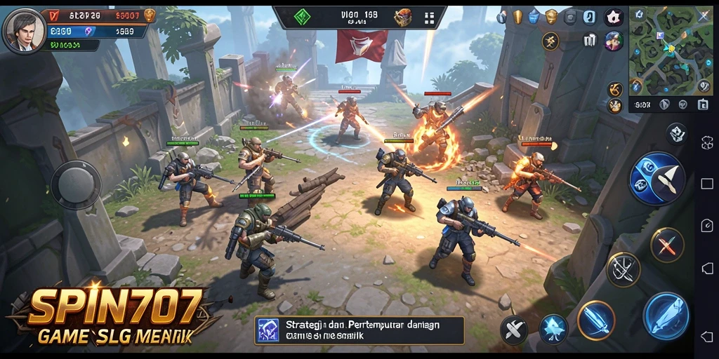 Tampilan gameplay SPIN707 dengan strategi pertempuran yang intens.