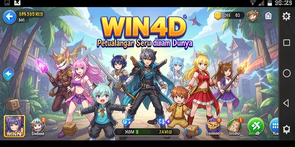 Tampilan gameplay WIN4D yang mengesankan dengan karakter Anime.