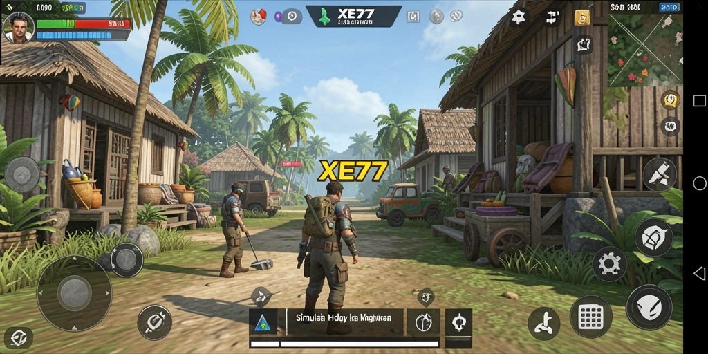Gameplay XE77 menunjukkan dunia simulasi yang menakjubkan dan interaktif.